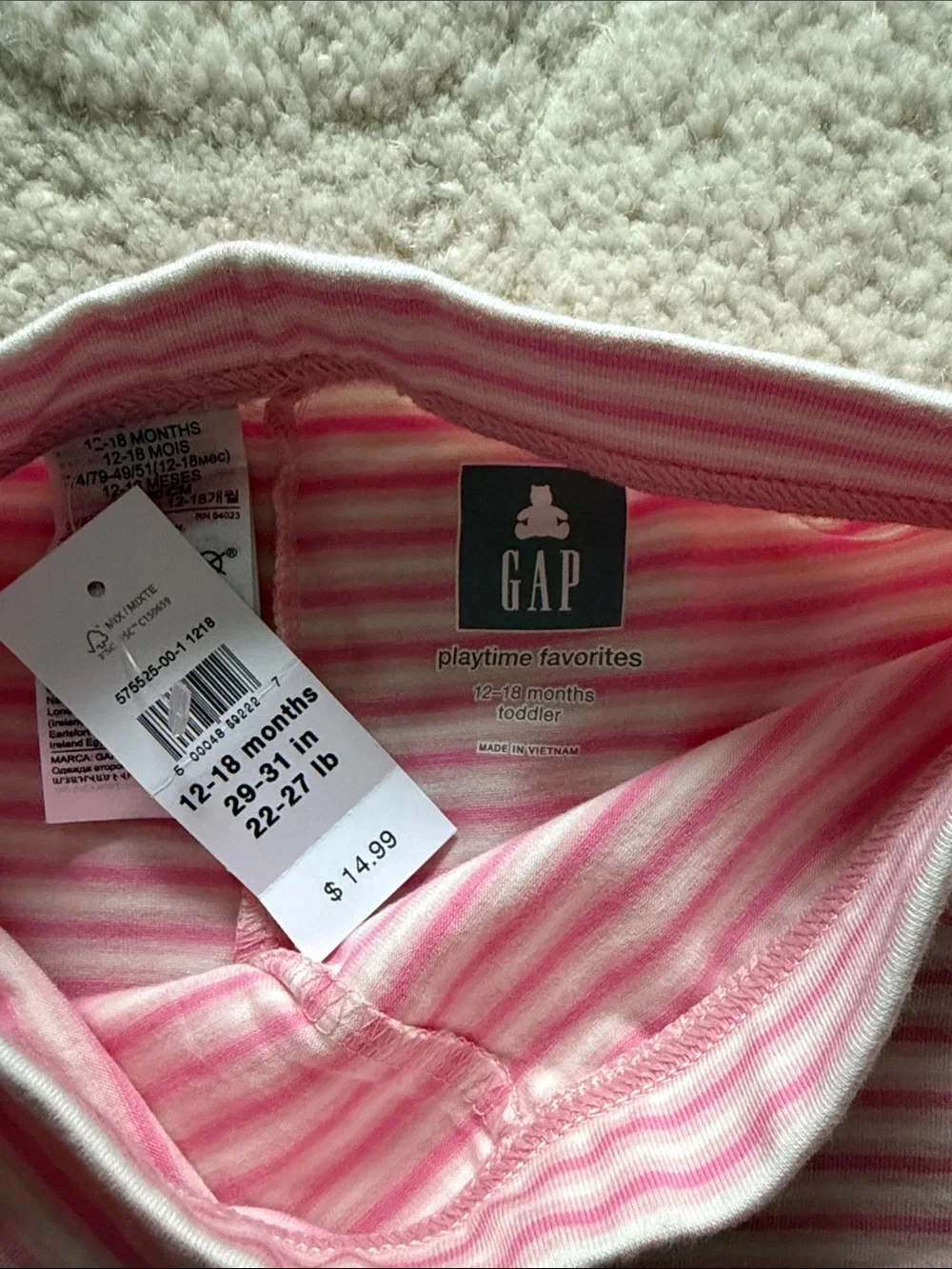 Gap Kids Pink Stripe Cotton Blend Shorts 12-18 months
